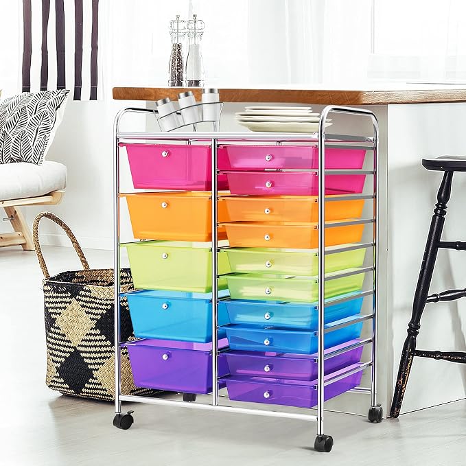 DORTALA 15-Drawer Rolling Storage Cart - Image 2