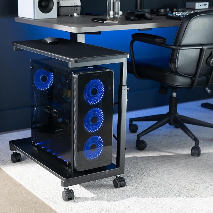 VIVO Large Mobile Adjustable 2-Tier PC Stand, Premium Gaming CPU Computer Tower - Image 2