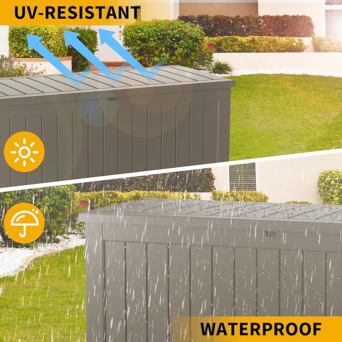 Decksplore 150 Gallon Outdoor Storage Box Waterproof Lockable Resin Deck Box - Image 3