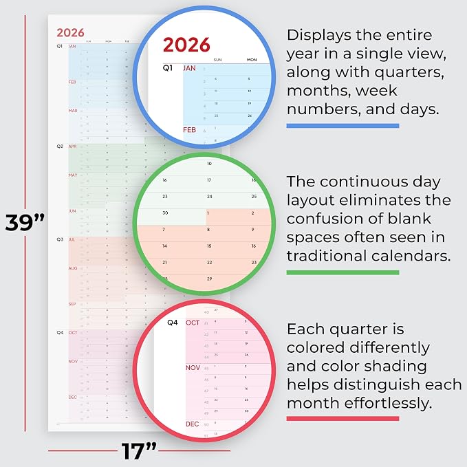 Large Wall Calendar 2026 Dry Erase Calendar - Image 2