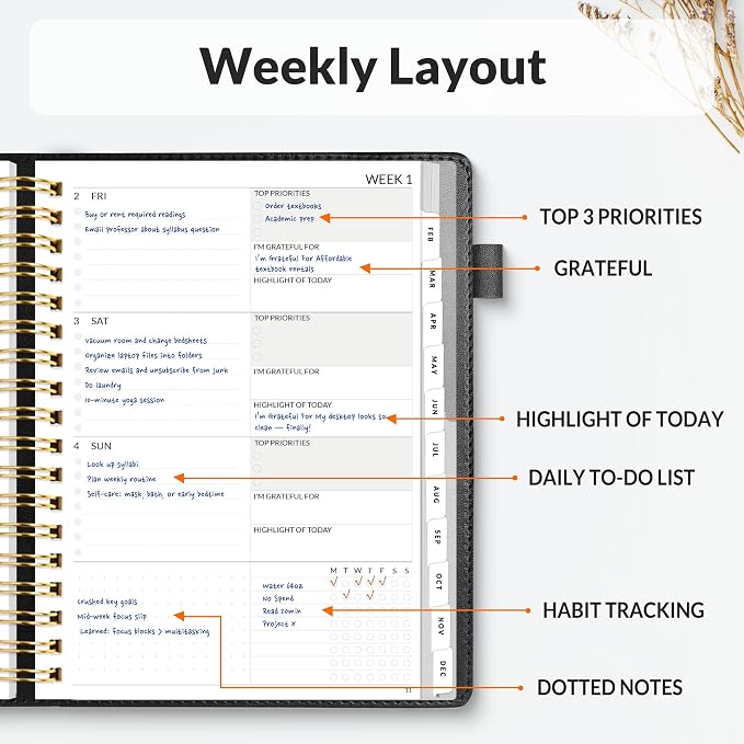 SUNEE 2026 Planner 5.9" x 8.3" – Dated Productivity Planner - Image 2