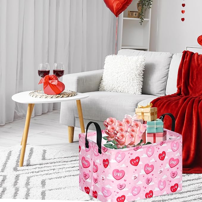 FUULOXE Rectangular Valentines Basket Storage Bin - Image 2