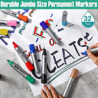 Fuutreo 32 Pcs Jumbo Permanent Markers Bulk Large Chisel Tip Permanent Markers - Image 7