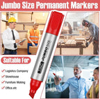 Fuutreo 32 Pcs Jumbo Permanent Markers Bulk Large Chisel Tip Permanent Markers - Image 6