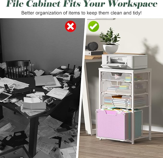 Sbanmao 4 Drawer Rolling File Cart - Image 6
