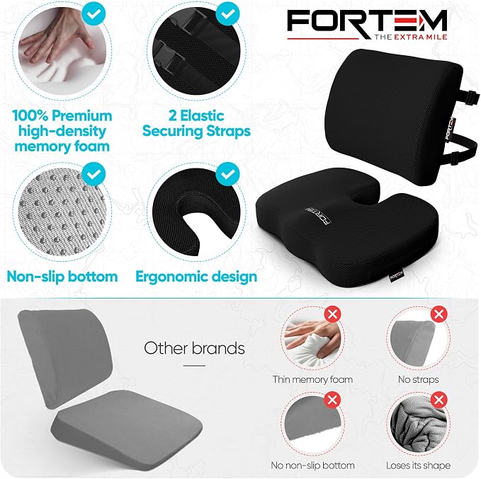 FORTEM Seat Cushion, Office Chair Cushion, Lumbar Support Pillow - Image 7