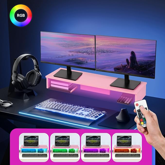 TV Riser Stand with LED Lights, 42.5" Super Large Monitor Stand Riser, Tabletop - Image 6