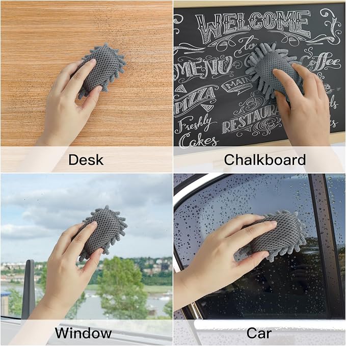 SITHON 4 Pieces Magnetic Microfiber Shag Whiteboard Eraser, Washable Microfiber - Image 5