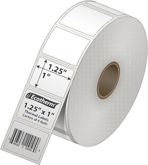 1.25" x 1" Thermal Labels | 4 Rolls | 5520 Labels | fits Zebra, Offnova Thermal - Image 2