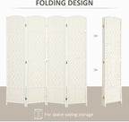HOMCOM 4 Panel Room Divider, Hand-Woven Freestanding Wall Partition - Image 3