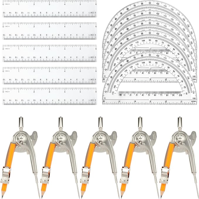 20 Pieces Geometry Math Set Compass by MOTOTO