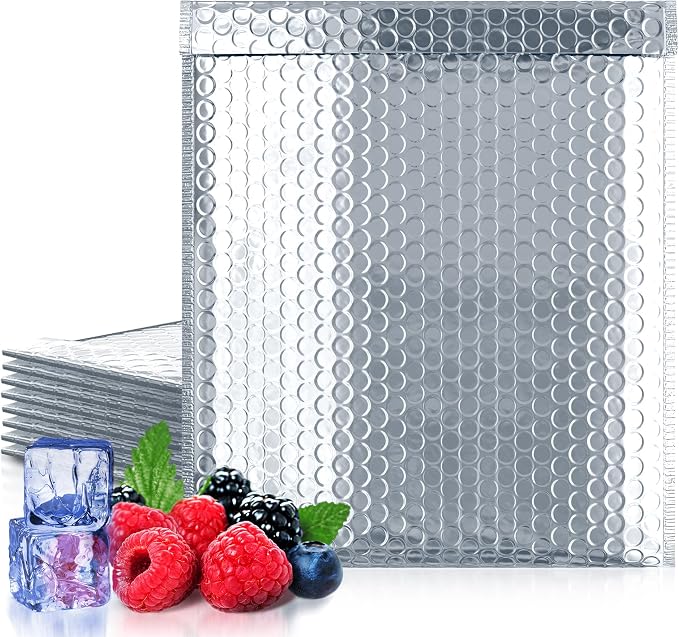 Amiff Silver Thermal Bubble Mailer, 15 x 17 Inches. 5 Pack Metallic Bubble by AMIFF