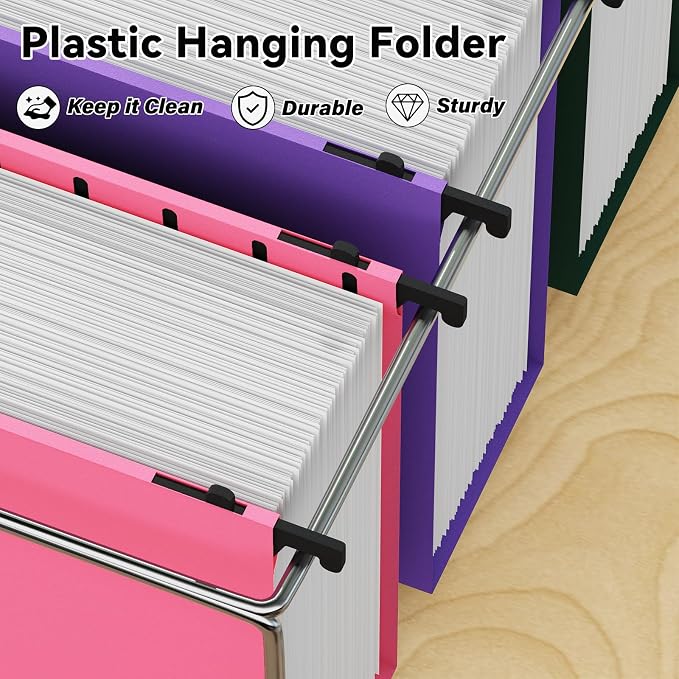 ANSOOK Plastic Hanging File Folders Letter Size, 3 Inch Reinforce Expanding - Image 2