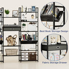 NUMENN Triple Wide 6 Tier Bookshelf, Adjustable Rustic Industrial Style Book - Image 6