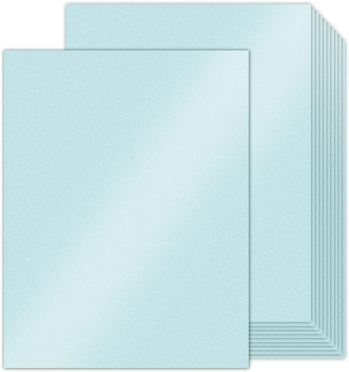 100 Sheets Blue Shimmer Cardstock 8.5 x 11 Metallic Paper, Goefun 80lb Card by Goefun