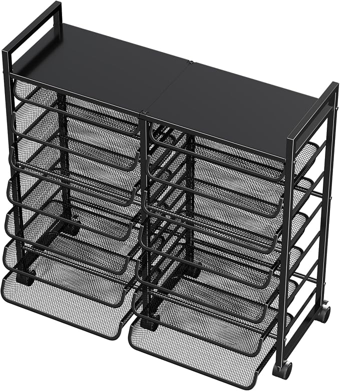 Simple Trending Rolling File Storage Cart, 15-Tier Metal Desk File Organizer - Image 8