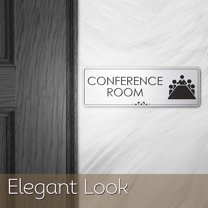 Conference Room Sign Office Meeting Sign, Brushed Silver, Fade Resistance - Image 6