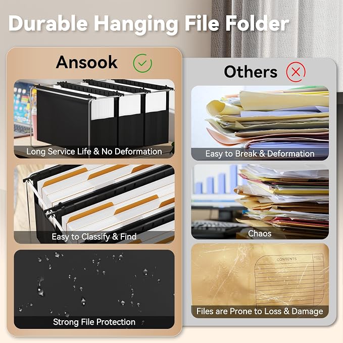 Ansook Extra Capacity Hanging File Folders Legal Size, Heavy Duty 4" Expansion - Image 5