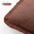 Foindtower Set of 2 Decorative Linen Fringe Throw Pillow Covers Boho Farmhouse - Image 3