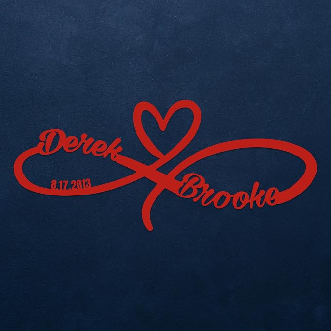 Personalized Valentines Metal Wall Sign, Custom Infinity Heart Love Couple Name - Image 5