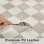 Ohocut Checkered Desk Mat, Large Cute Aesthetic Retro PU Leather Computer - Image 4