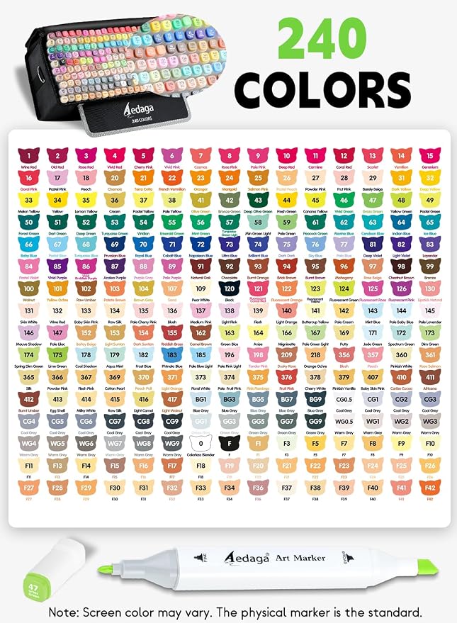 AEDAGA 240 Colors Alcohol Markers - Image 4