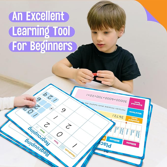 8 Packs Place Value Whiteboards, Double Sided Dry Erase Card Writable and - Image 7