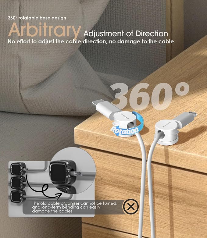 9 Pack Spring Cord Organizer Cable Clips, 2025 Latest Nearockle Phone Charging - Image 4