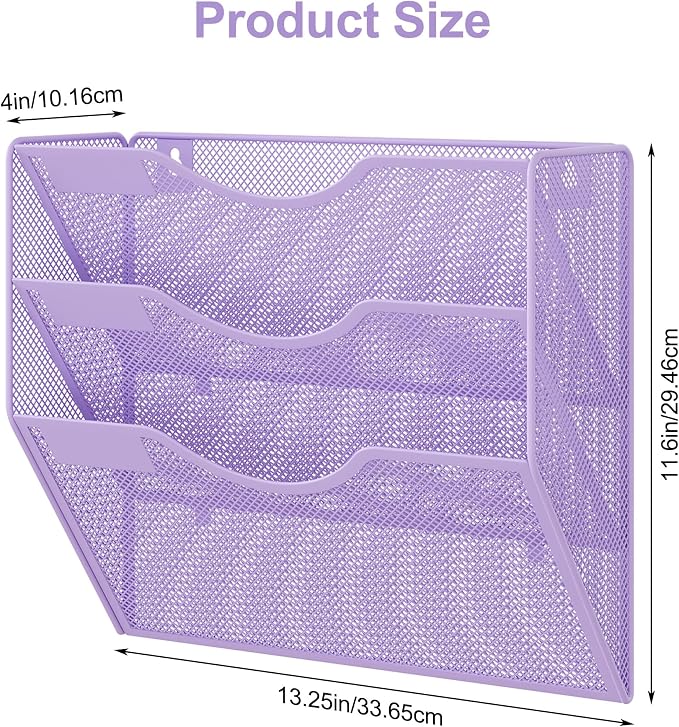 EasyPAG 3 Pocket Mesh Wall File Organizer, Hanging Paper Folder Holder - Image 6