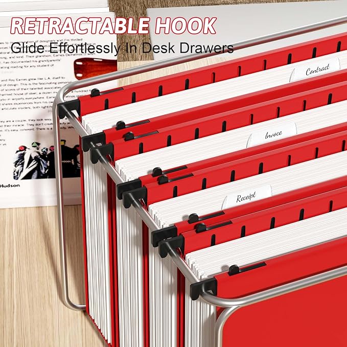 Nordun Plastic Hanging File Folder Extra Capacity, 12 Pack Reinforced Hang - Image 6