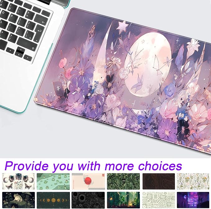 Cool Kawaii Pastel Purple Floral Desk Mat Mouse Pad Large Gaming Mousepad - Image 7