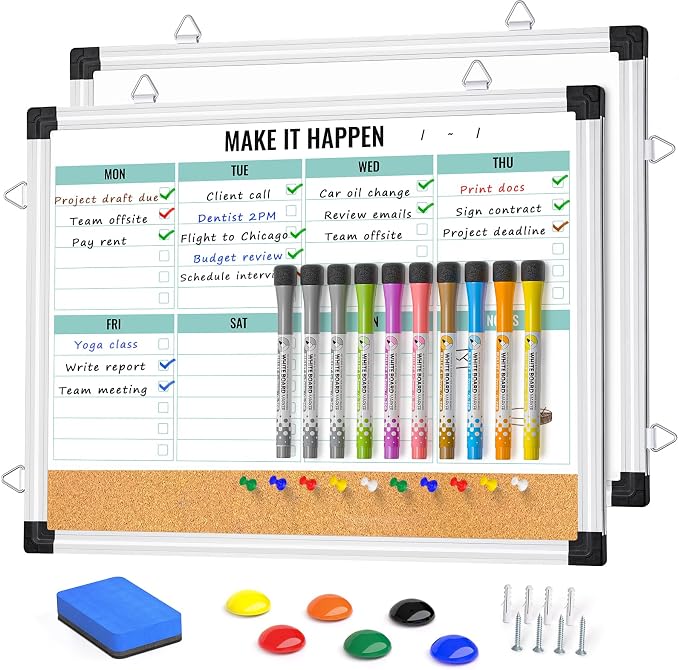Weekly Calendar Whiteboard and Cork Board Combo by Marsrock