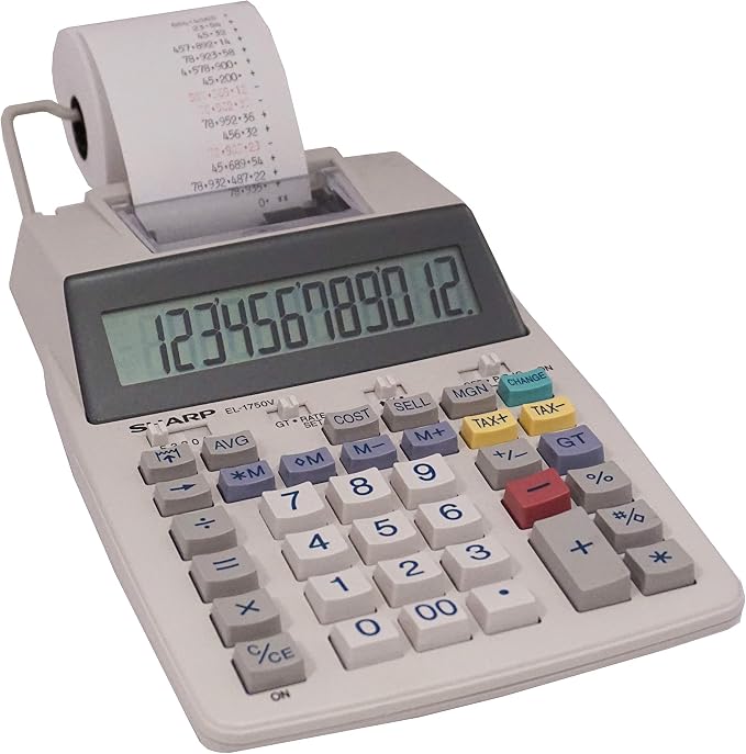 Sharp EL-1750V Two-Color Printing Calculator 2 Lines/Sec 3" Black/Red - Image 5