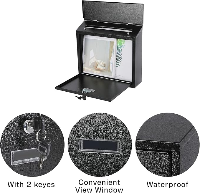 xydled Mail Boxes with Key Lock, Locking Mailbox Wall Mounted, Security Mailbox - Image 3