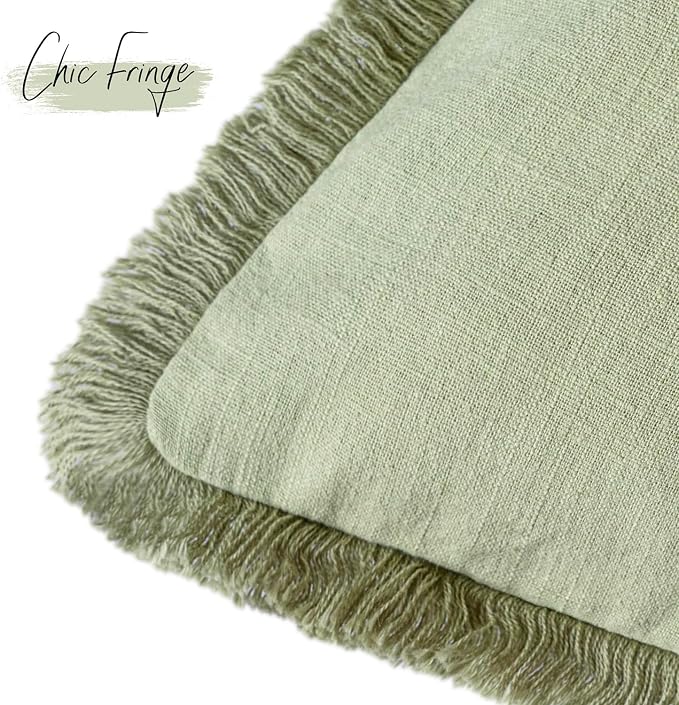 Foindtower Set of 2 Decorative Fringe Throw Pillow Covers Boho Farmhouse - Image 3