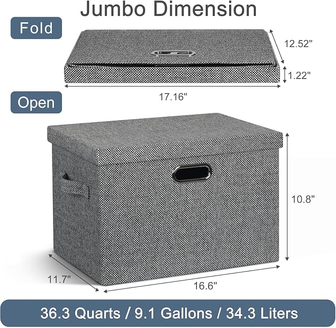 Graciadeco Large 17" 36 Quart Collapsible Stackable Storage Bins - Image 2