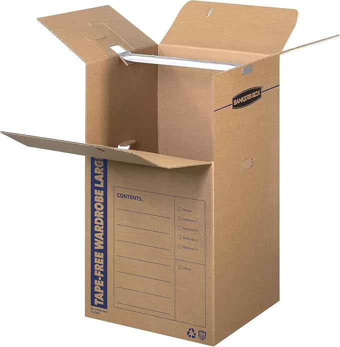 Bankers Box Tall Wardrobe Box 3 Pack, Tape-Free Design - Image 2