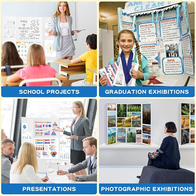 VinTS 36" x 48" 2 Pack Large Trifold Poster Board, School Projects, Photo - Image 8