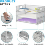 Marbrasse 3 Tier Paper Organizer Letter Tray, Mesh File Organizer - Image 3