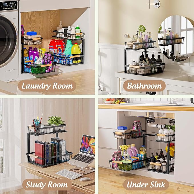 Dihmpor Under Sink Organizer and Storage, 2 Pack Slide Out Under Cabinet - Image 8