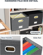 Oterri File Organizer Box with Lid, Large Hanging Filing Box with Mesh Pocket - Image 3