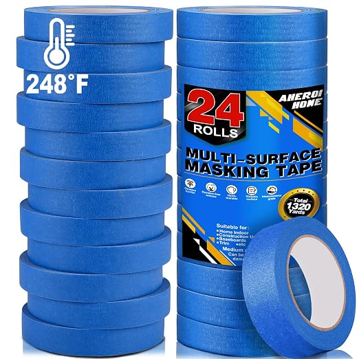 Aheroi Painters Masking Tape, 120℃/24 Rolls Blue Painting Tape Automotive by Aheroi