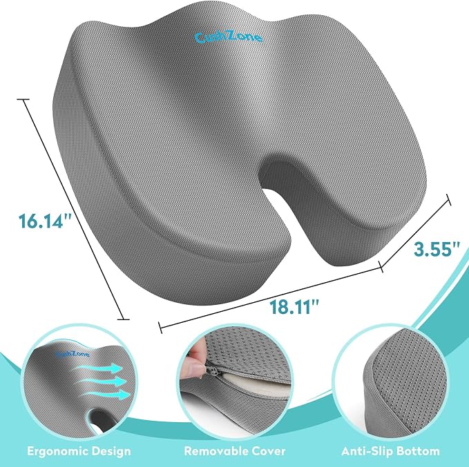 Office Chair Seat Cushion, Cooling Gel Enhanced Memory Foam Cushion - Image 3