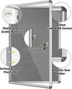 Mifuro 36"x24" Enclosed Bulletin Board, Lockable Weather-Resistant Aluminum - Image 3