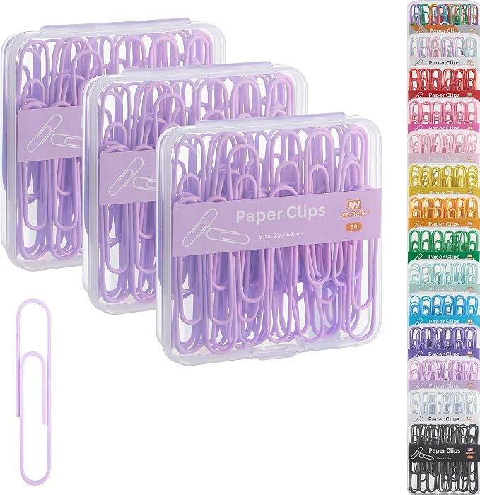 NEEWAY Colorful Large Paper Clips, 2 Inch Jumbo Paper Clips, 3 Pack of 50 by NEEWAY