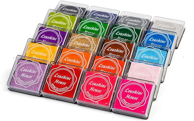 Lsushine Craft Ink Pad Stamps Partner DIY Color, 20 Colors Rainbow Finger Ink by Lsushine
