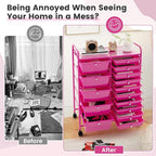 COSTWAY 15-Drawer Rolling Storage Cart, Mobile Utility Cart - Image 7