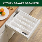 Bellsal White Utensil Organizer 10 Inch Silverware Tray - Image 2