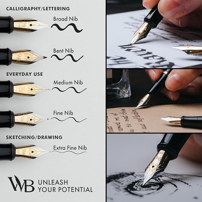 Wordsworth & Black Fountain Pen Set, Medium Nib, Includes 24 Ink Cartridges and - Image 4
