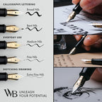 Wordsworth & Black Fountain Pen Set, 18K Gilded Broad Nib, Includes 24 Pack Ink - Image 5